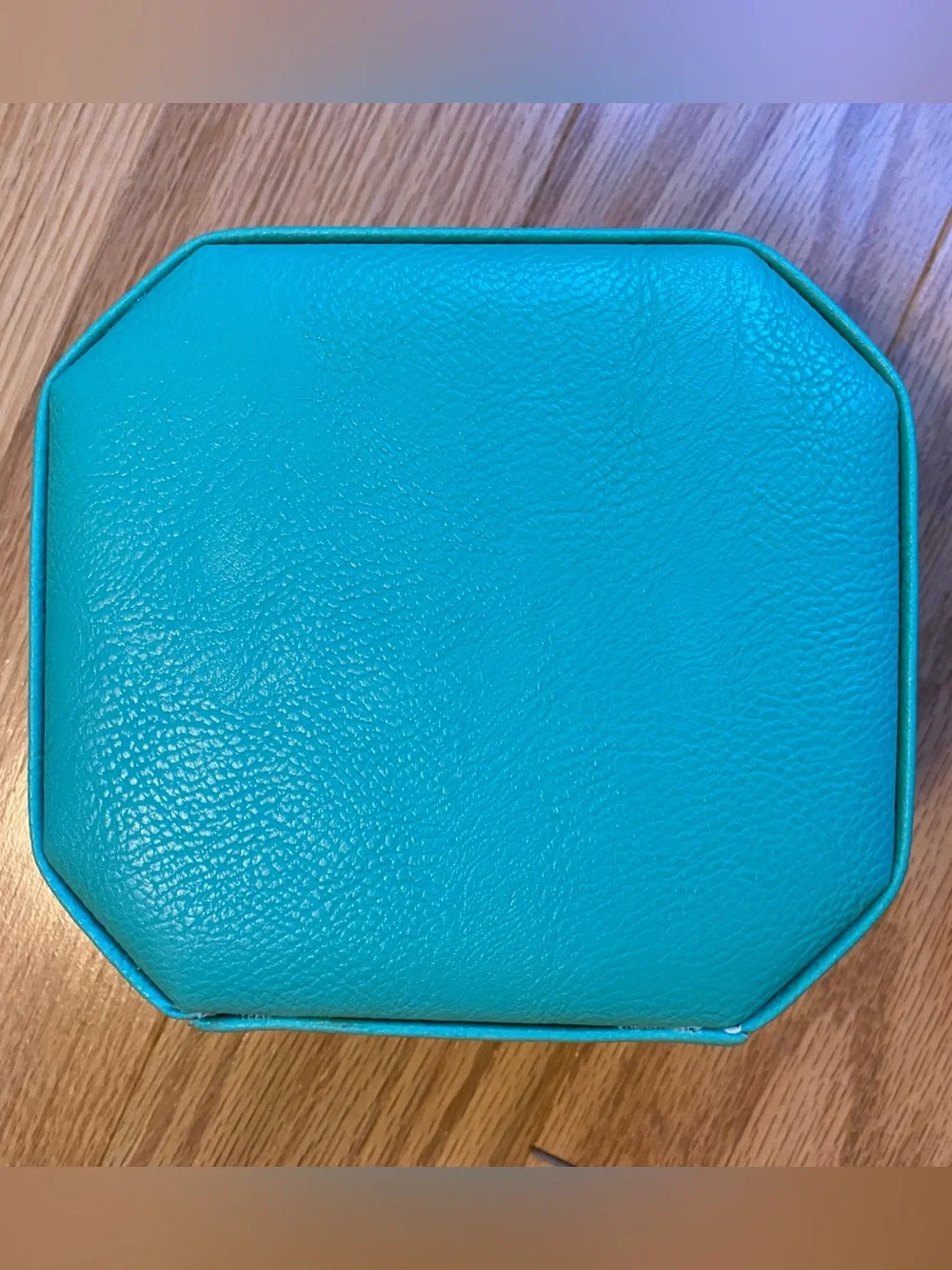 Turquoise Leatherette Jewelry Box with Silver Lock